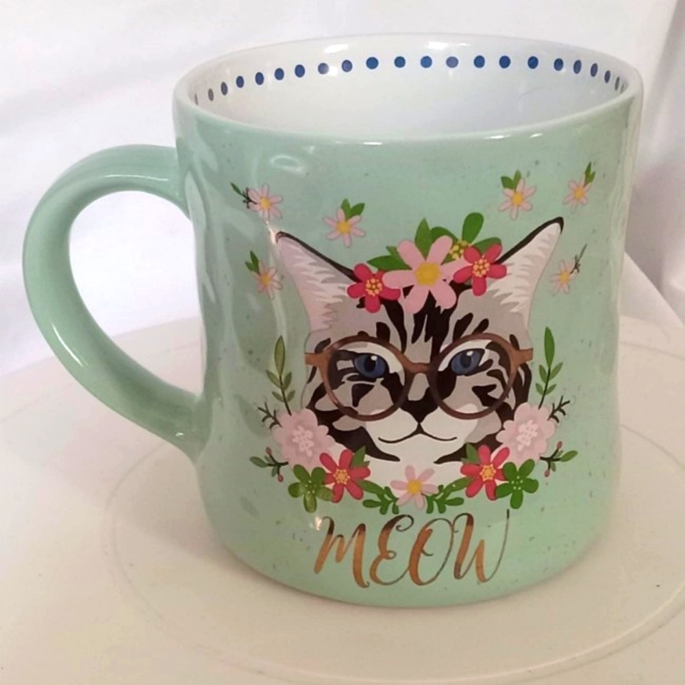 Cat Meow Mug Kenzie Mint Green